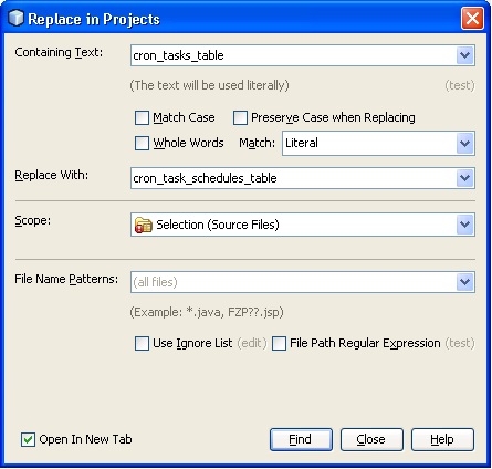 Netbeans Search and Replace Box